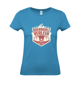 Brennholzverleih - T-Shirt- Damen schwarz und Atoll Blau